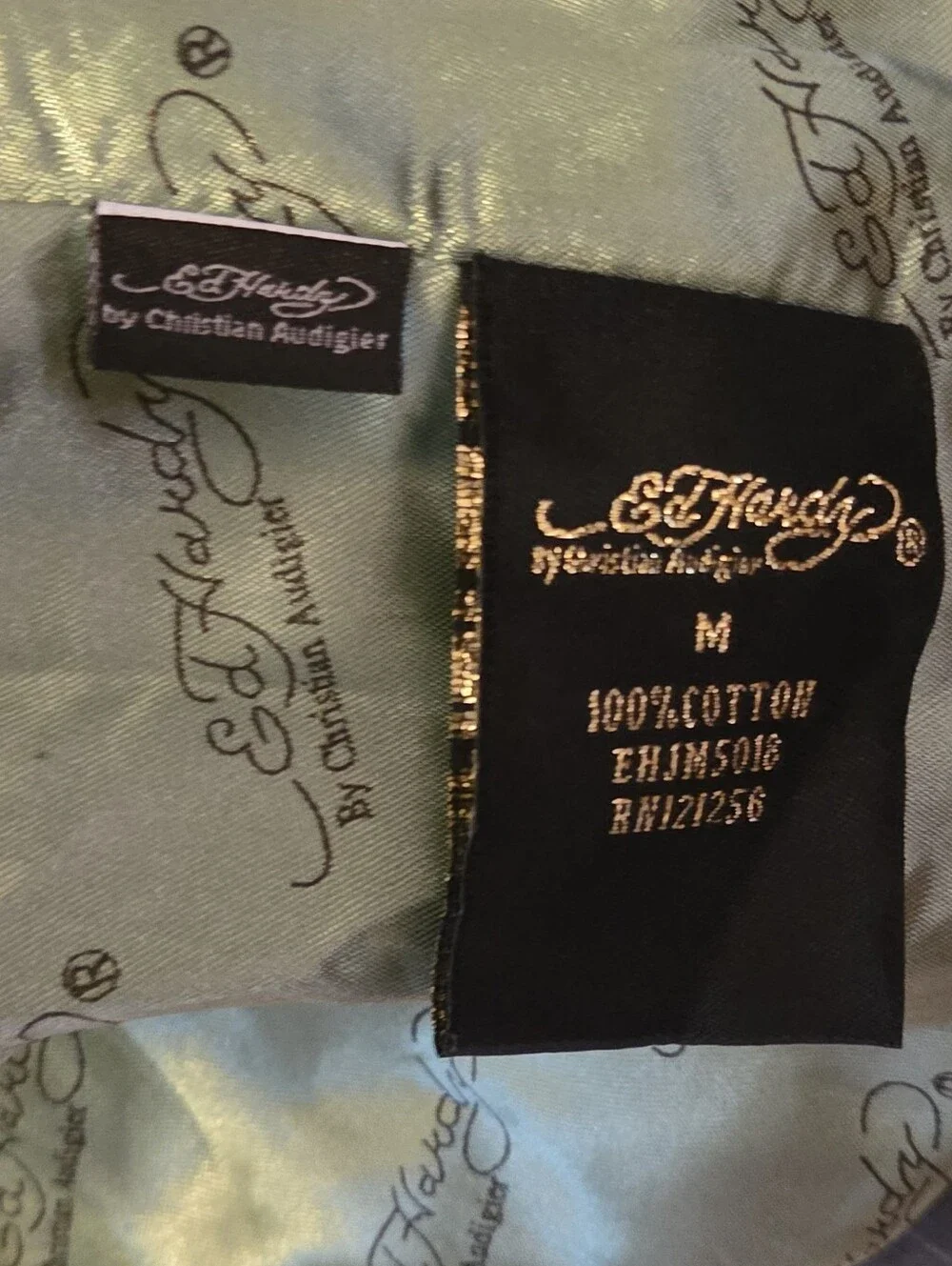 Ed Hardy - Christian Audiger Pinstriped Suit Jacket Embroided Plus Pocket Finds